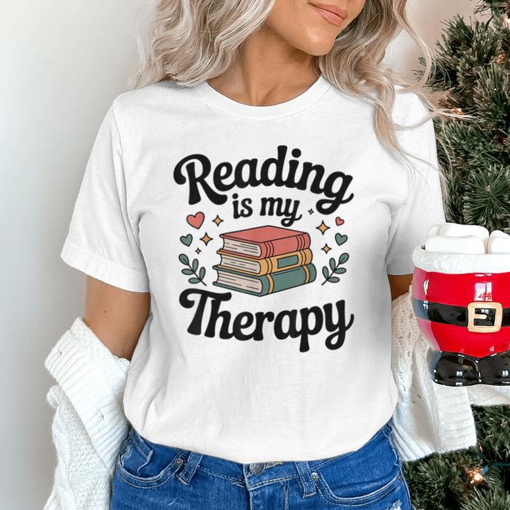 Reading Is My Therapy Book Lover Bookworm Unisex T-Shirt