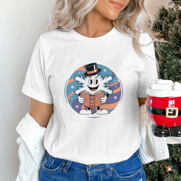 Reading Is Snow Much Fun Snowflake Top Hat Book Fan Winter Unisex T-Shirt