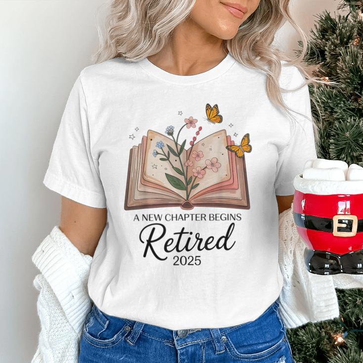 Retired 2025 A New Chapter Begins Retirement Teacher Book Unisex T-Shirt