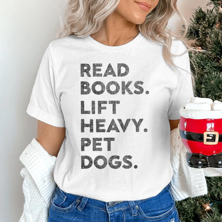Retro Gym Book Lover Read Books Lift Heavy Pet Dogs Unisex T-Shirt