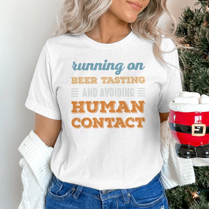 Running On Beer Tasting Social Introvert Humor Vintage Unisex T-Shirt Running On Beer Tasting Social Introvert Humor Vintage Unisex T-Shirt