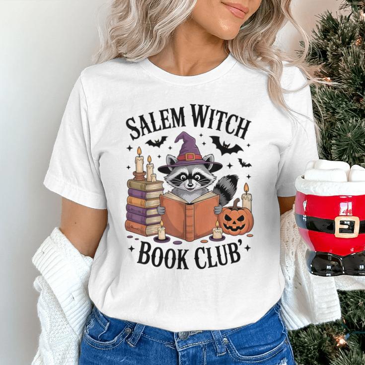 Salem WItch Book Club Halloween Raccoon Witch Reading Book Unisex T-Shirt