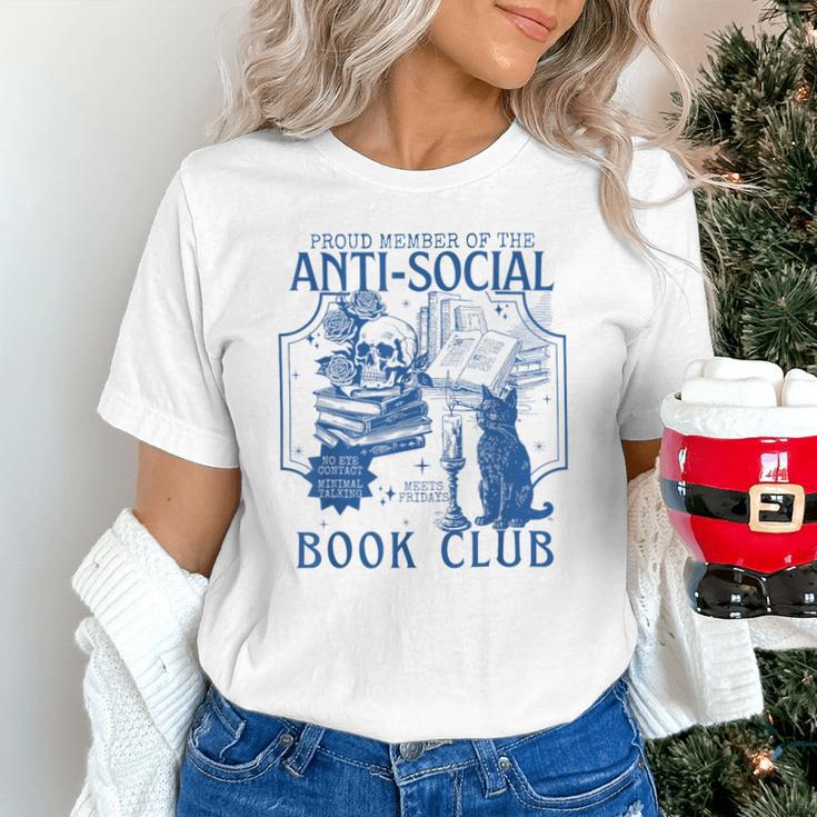 Sarcastic Anti Social Book Club Cat Skull Book Lover Unisex T-Shirt