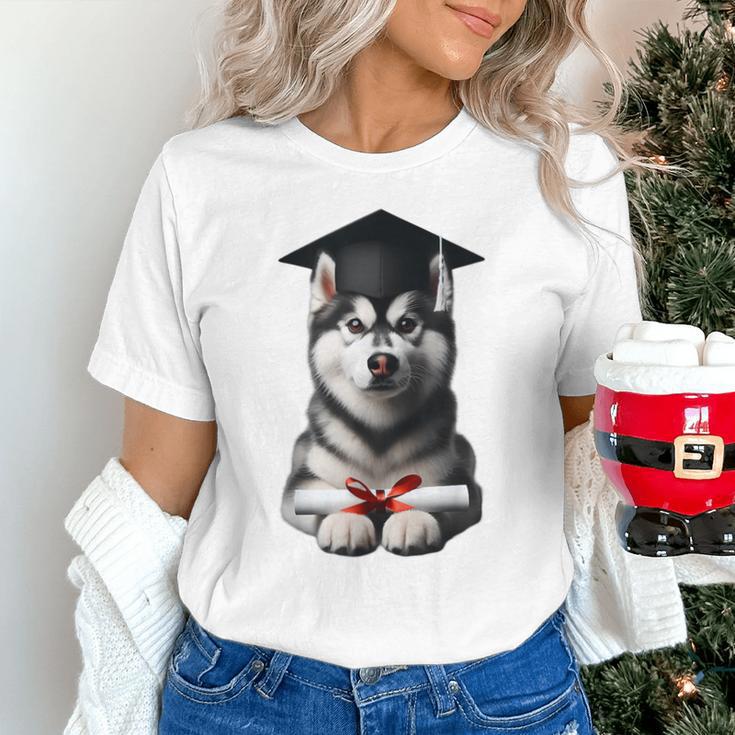 Siberian Husky Dog Graduation Cap Training School Graduate Men Women Kids Unisex T-Shirt