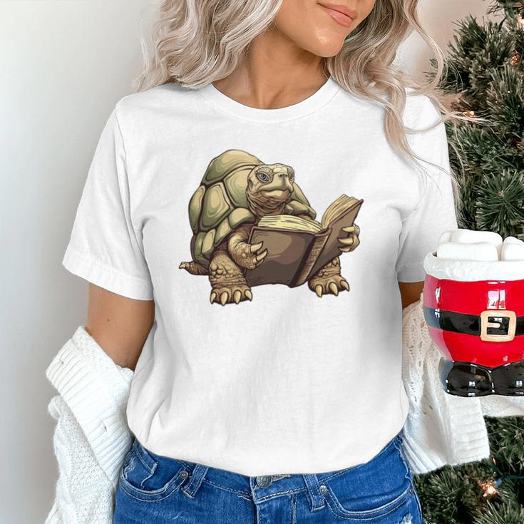 Sulcata Tortoise Reading A Book Unisex T-Shirt