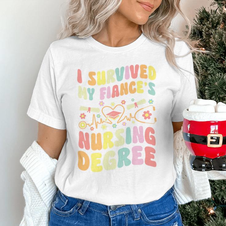 i Survived My Fiance's Nursing Degree Graduation Groovy Premium Unisex T-Shirt
