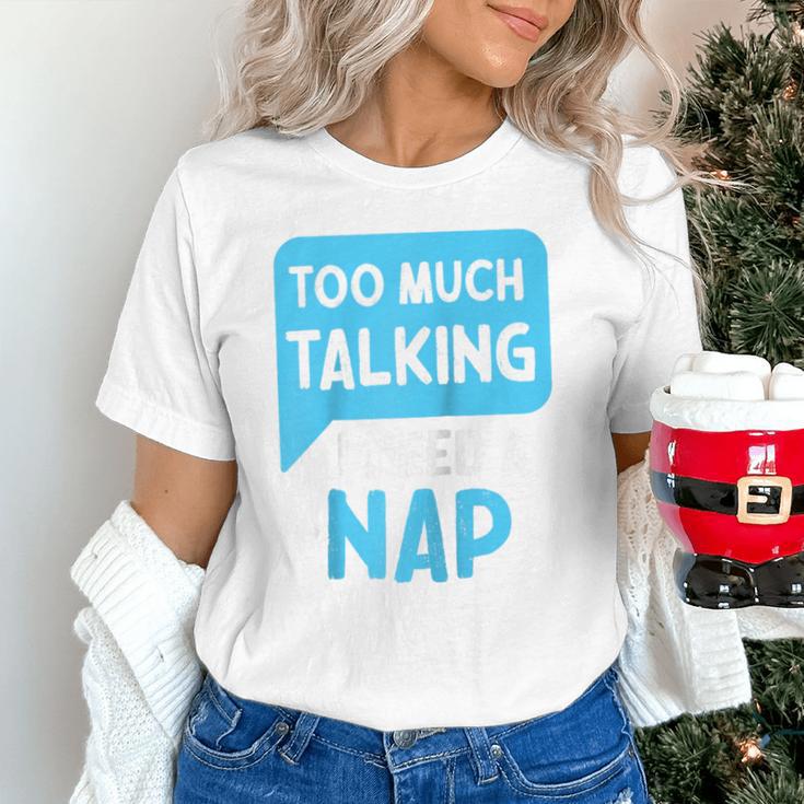 Too Much Talking I Need A Nap For Introverts Raglan Baseball Tee Unisex T-Shirt