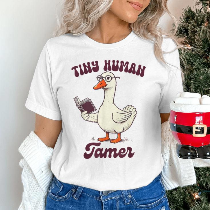 Teacher Silly Goose Reading Book Teaching Tiny Human Tamer Unisex T-Shirt