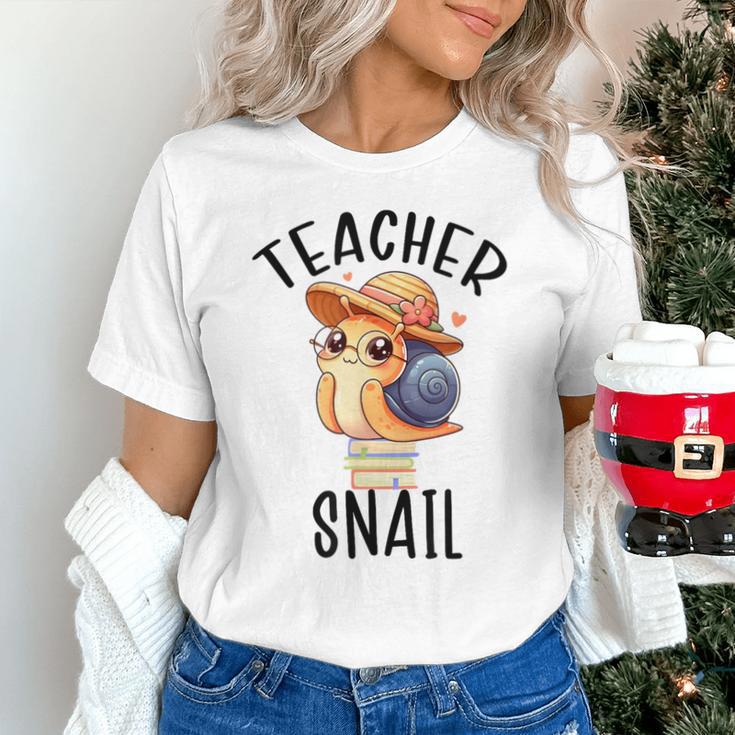 Teacher Snail With Glasses On Books Cute Pre-K Kindergarten Unisex T-Shirt