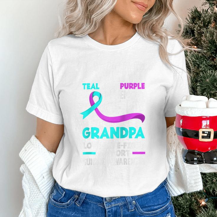 Teal & Purple In Memory Of My Grandpa Suicide Prevention Raglan Baseball Tee Unisex T-Shirt