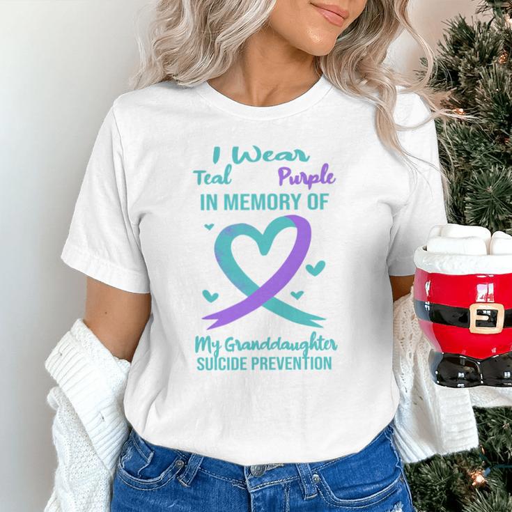 Teal Purple Memory Granddaughter Suicide Prevention Ribbon Unisex T-Shirt Teal Purple Memory Granddaughter Suicide Prevention Ribbon Unisex T-Shirt