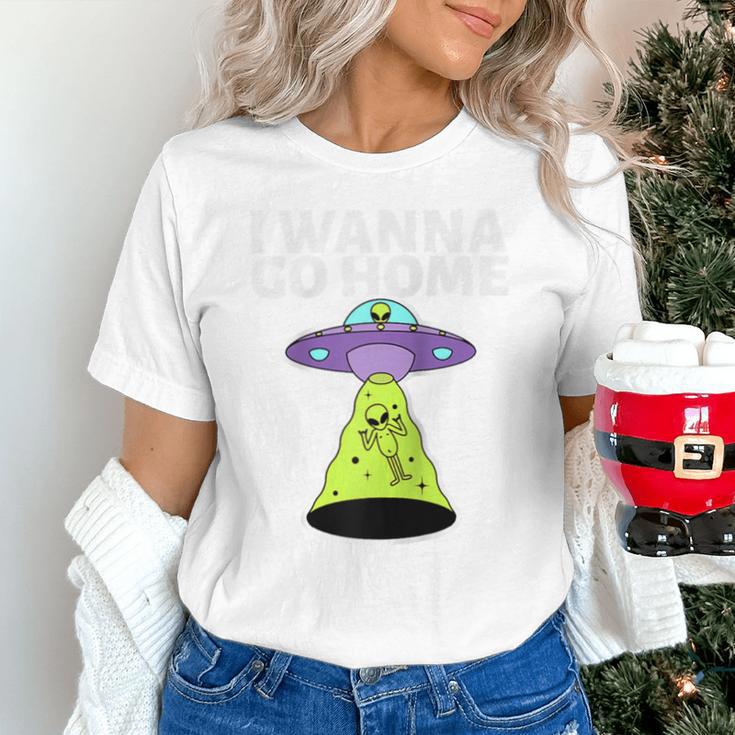I Wanna Go Home Introvert UFO UAP Flying Saucer Trippy Alien Raglan Baseball Tee Unisex T-Shirt