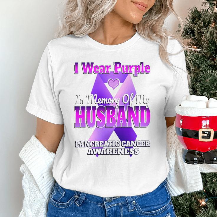 I Wear Purple In Memory Of My Husband Pancreatic Cancer Premium Tri-Blend Unisex T-Shirt