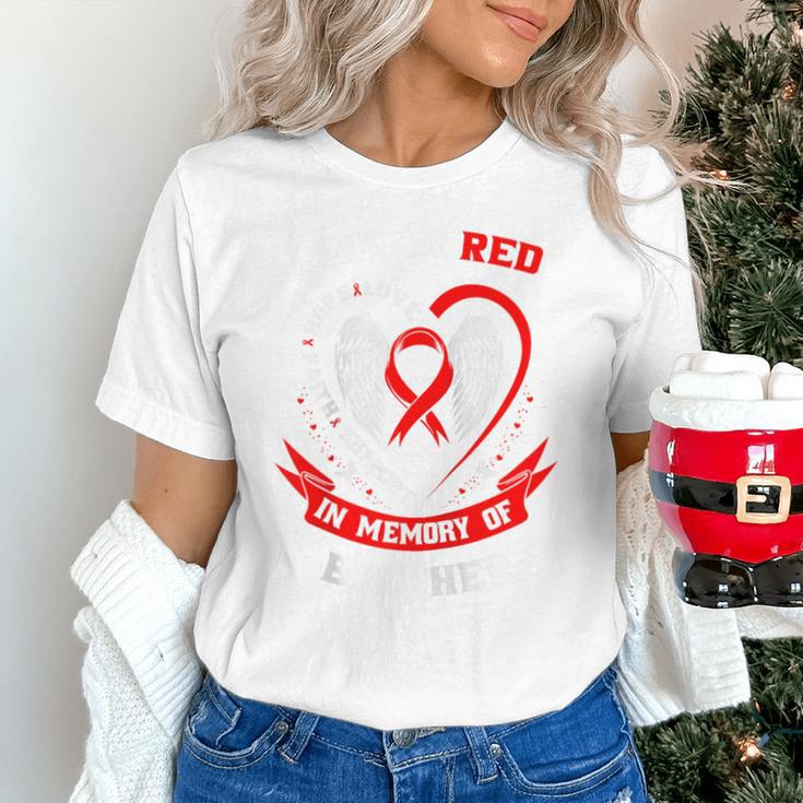 I Wear Red In Memory Of Brother Heart Disease Awareness Raglan Baseball Tee Unisex T-Shirt