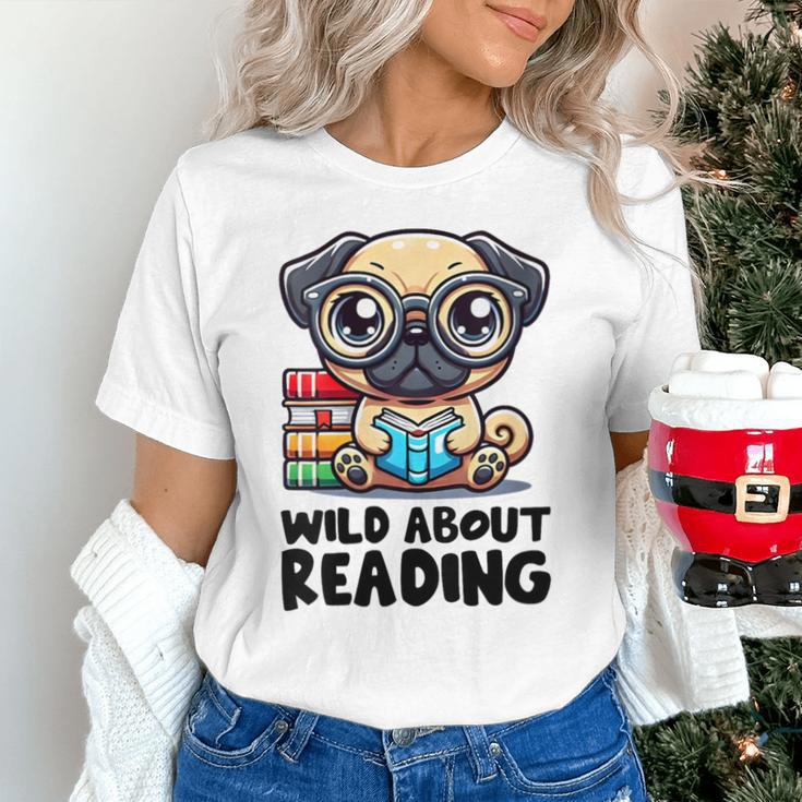 Wild About Reading Book Lover Pug Dog Unisex T-Shirt