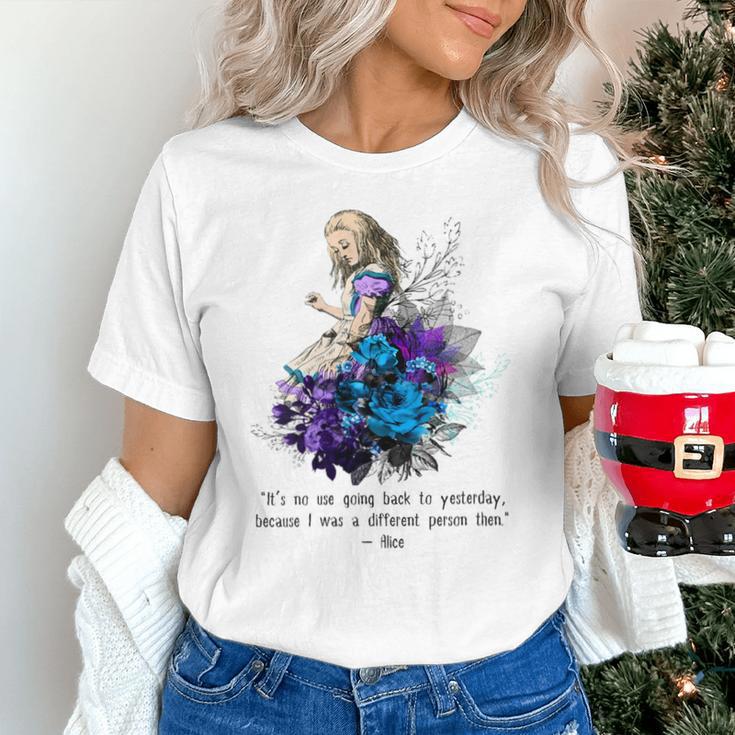 Women's Vintage Book Quote It’s No Use Going Back To Yesterday Unisex T-Shirt