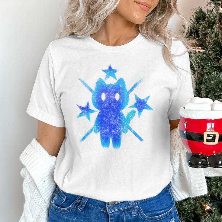 Yk2 Grunge Earthy Blue Cat With Stars Tomboy 90s Nostalgia Unisex T-Shirt Yk2 Grunge Earthy Blue Cat With Stars Tomboy 90s Nostalgia Unisex T-Shirt