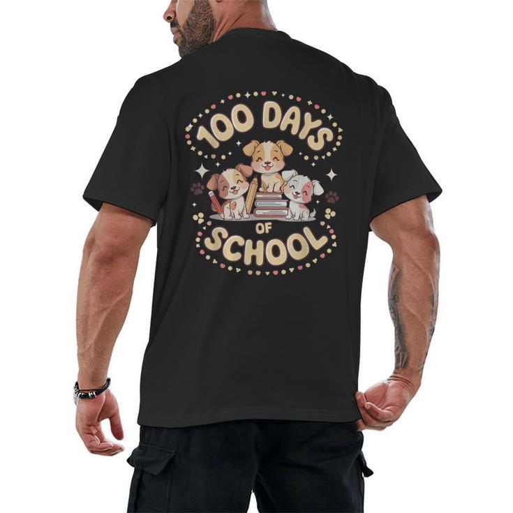 100 Days Of School Cute Puppies And Books Men's Back Print T-Shirt