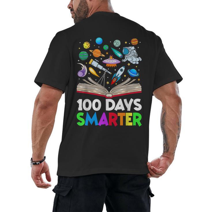 100th Day Of School Astronaut Books Space 100 Days Smarter Men's Back Print T-Shirt