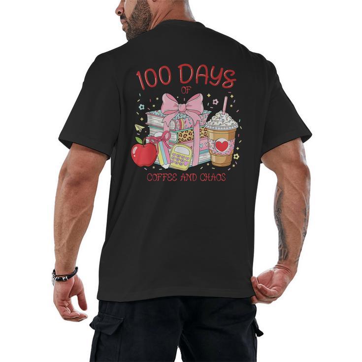 100th Day Of School Teachers 100 Days Of Coffee Chaos Books Men's Back Print T-Shirt
