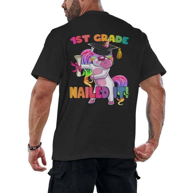 1st Grade Nailed It Flossing Unicorn Graduation Shirt Men's Back Print T-Shirt