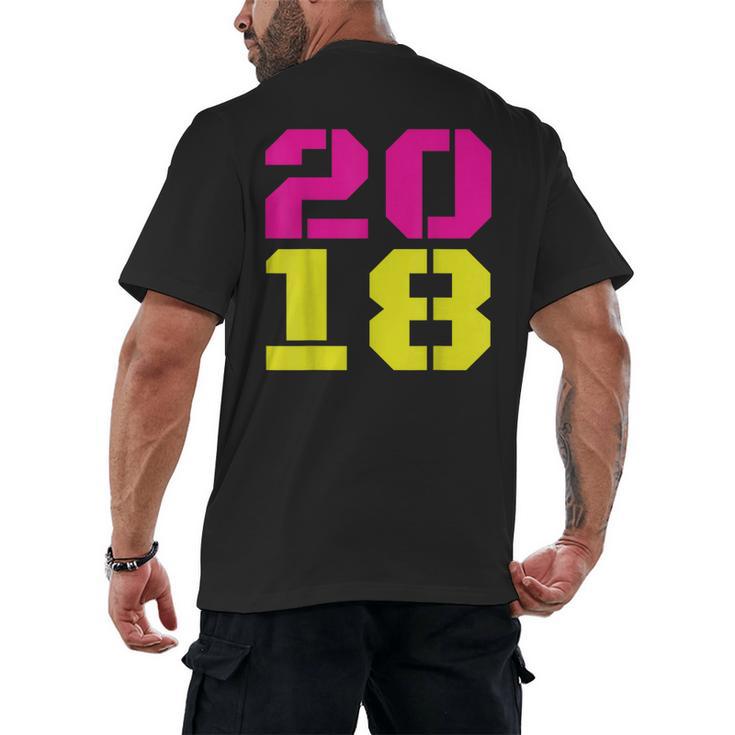 2018 Big Neon Numbers For The New Year Or Graduation Men's Back Print T-Shirt