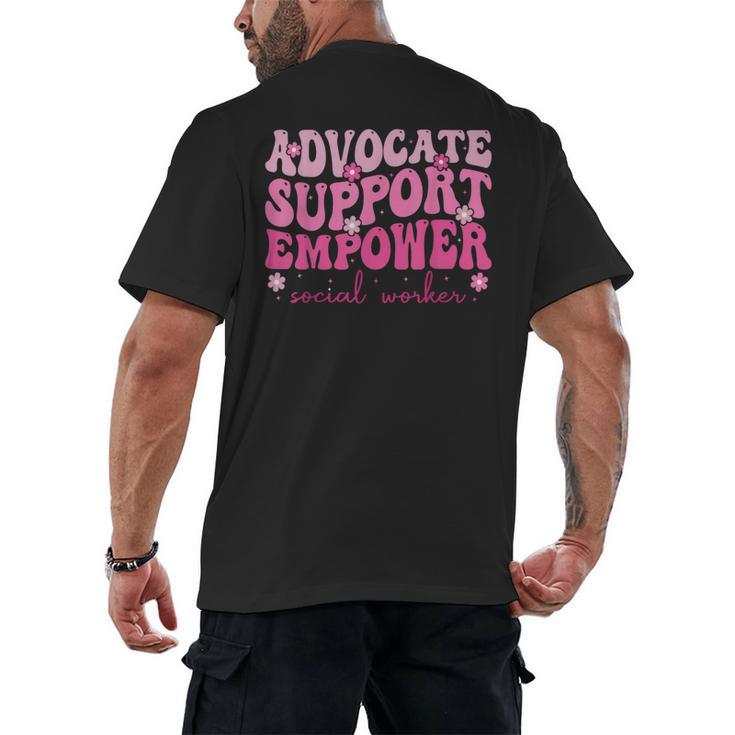 Advocate Support Empower Groovy Social Worker Graduation MSW Men's Back Print T-Shirt