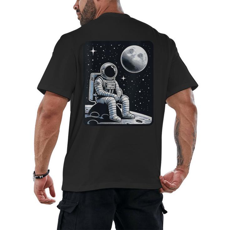 Aesthetic Spaceman Astronaut On The Moon Space Introvert Men's Back Print T-Shirt