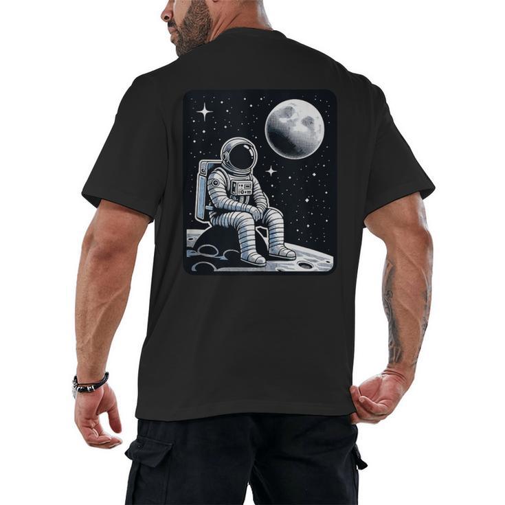 Aesthetic Spaceman Astronaut On The Moon Space Introvert Men's Back Print T-Shirt