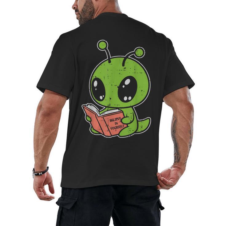 Alien Reading Book Believe In Yourself Kids Women Men Men's Back Print T-Shirt