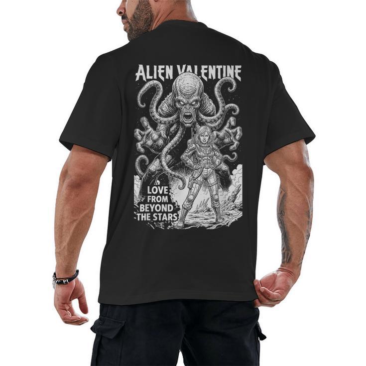 Alien Valentine Science Fiction Vintage Comic Book Men's Back Print T-Shirt