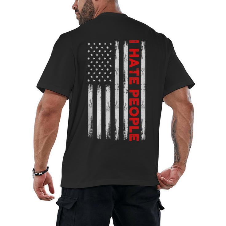 American Flag Loner Geeks Antisocial For Introvert Pride Men's Back Print T-Shirt