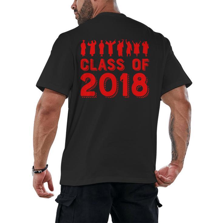 & Red Class Of 2018 Senior Graduation T Shirt Men's Back Print T-Shirt