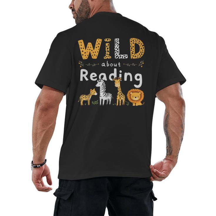 Animal Print Read A Book Character Kids Wild About Reading Men's Back Print T-Shirt