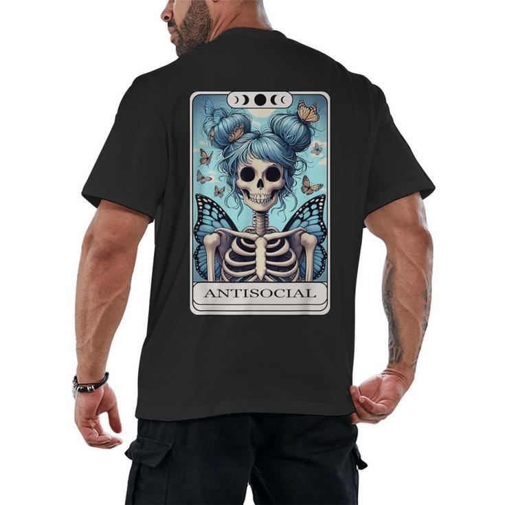 Antisocial Butterfly Tarot Card Introvert Women Stay Home Men's Back Print T-Shirt
