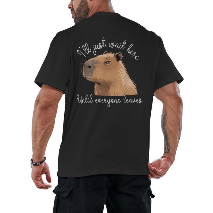 Antisocial Introvert Capybara Sarcastic Humor Men's Back Print T-Shirt
