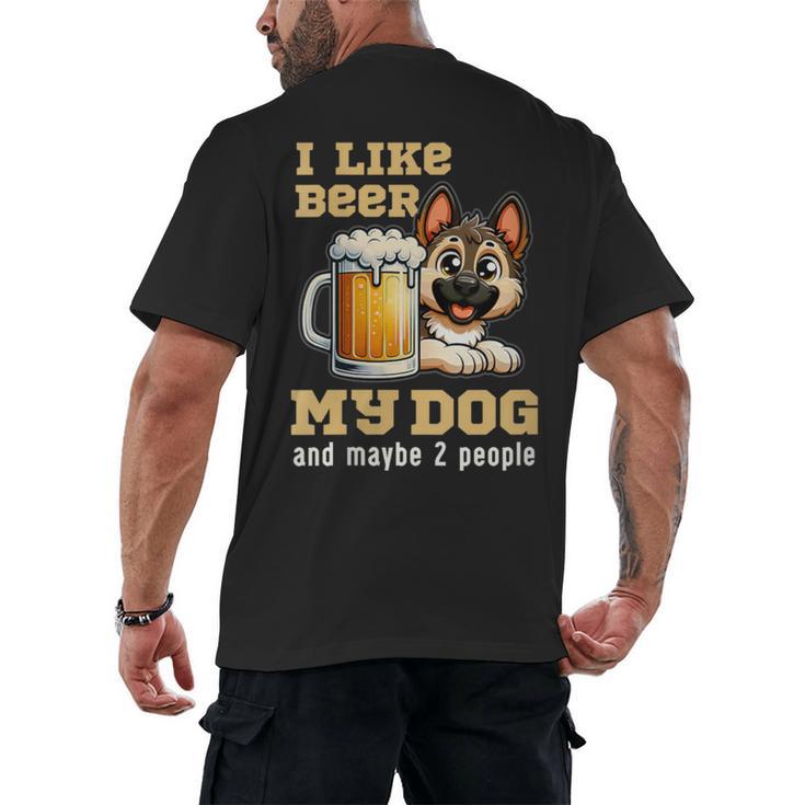 I Like Beer My Dog And Maybe 2 People Introvert Pun Men's Back Print T-Shirt