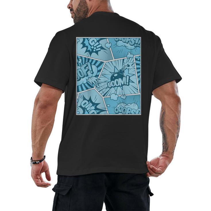Blue Comic Book Blue Graphic Men's Back Print T-Shirt