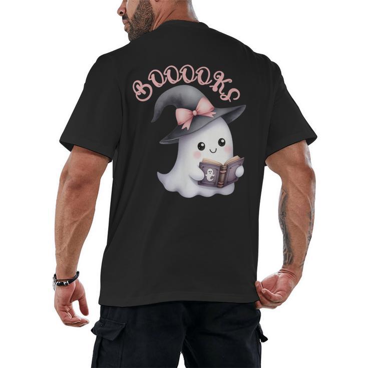 Boo Ghost Books Coquette Bow Halloween Women School Teacher Men's Back Print T-Shirt