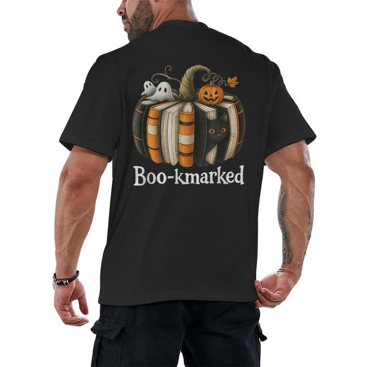 Boo-Kmarked Fall Pumpkin Books Halloween Teacher Teaching Men's Back Print T-Shirt
