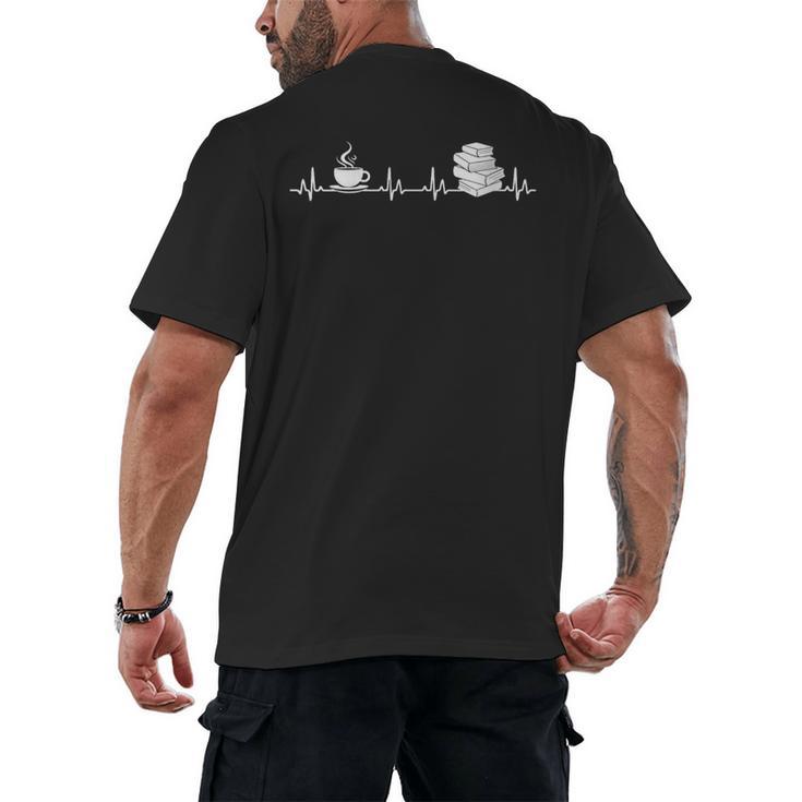 Book And Coffee Heartbeat Books Lovers Men's Back Print T-Shirt