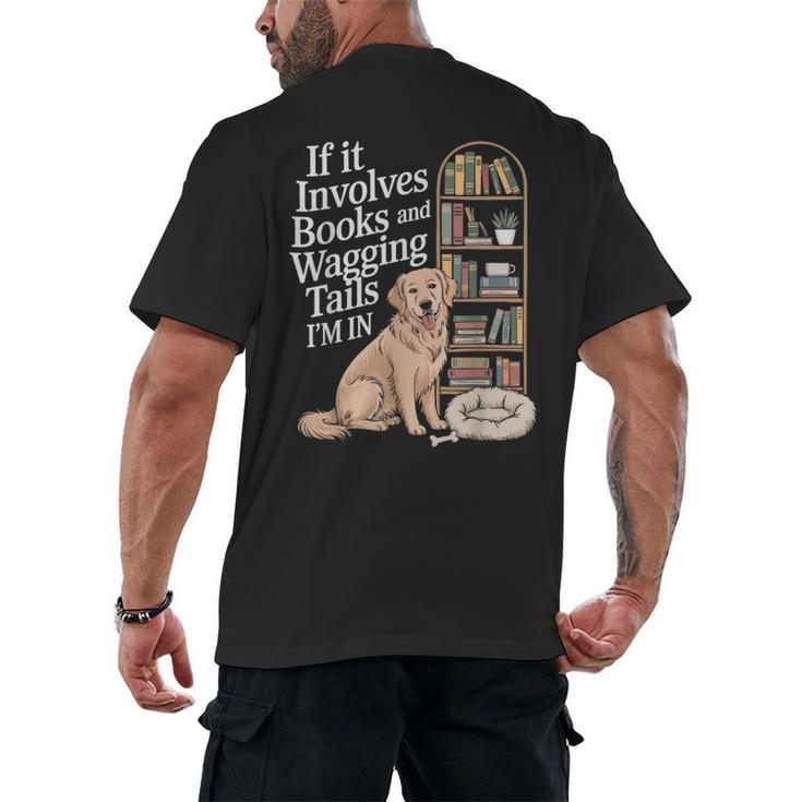 Book And Dog Lover Bookworm Reader Book Lover Men's Back Print T-Shirt