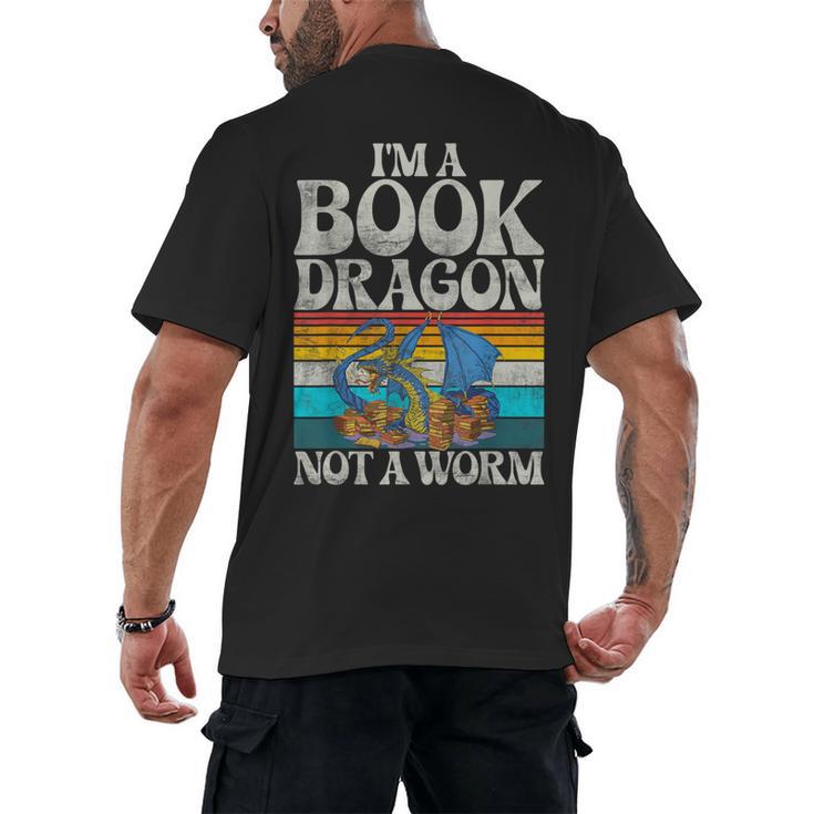 Im a Book Dragon Not a Worm Dragon Men's Back Print T-Shirt