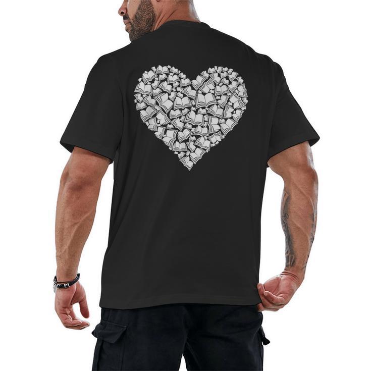 Book Lover Heart Shape Reading Librarian Library Teacher Men's Back Print T-Shirt