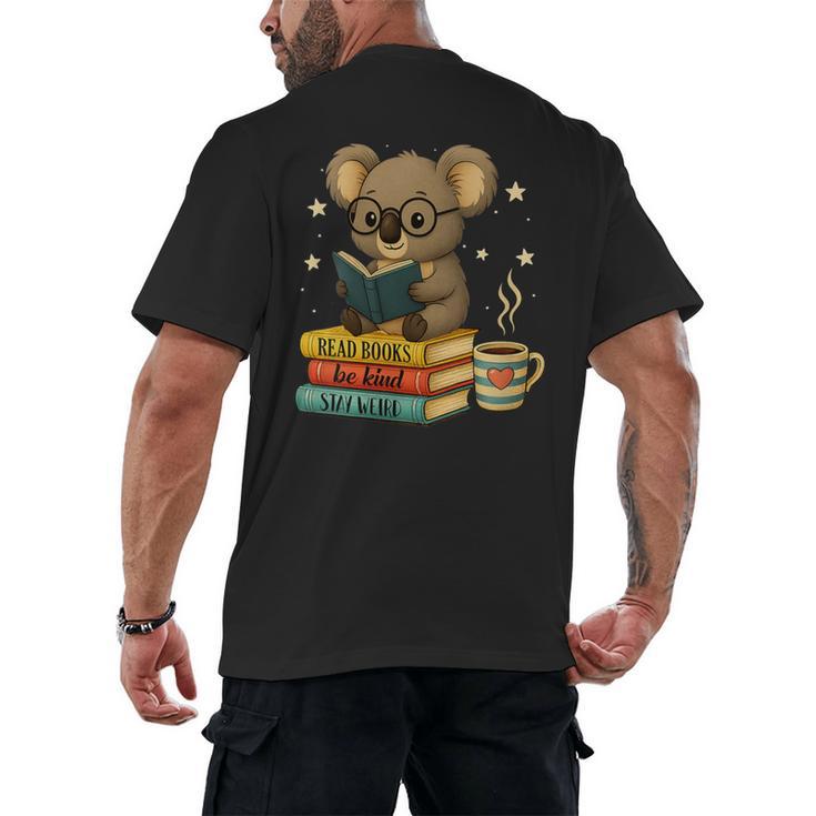 Book Lover Koala Reading Bookish Library Read Books Be Kind Men's Back Print T-Shirt