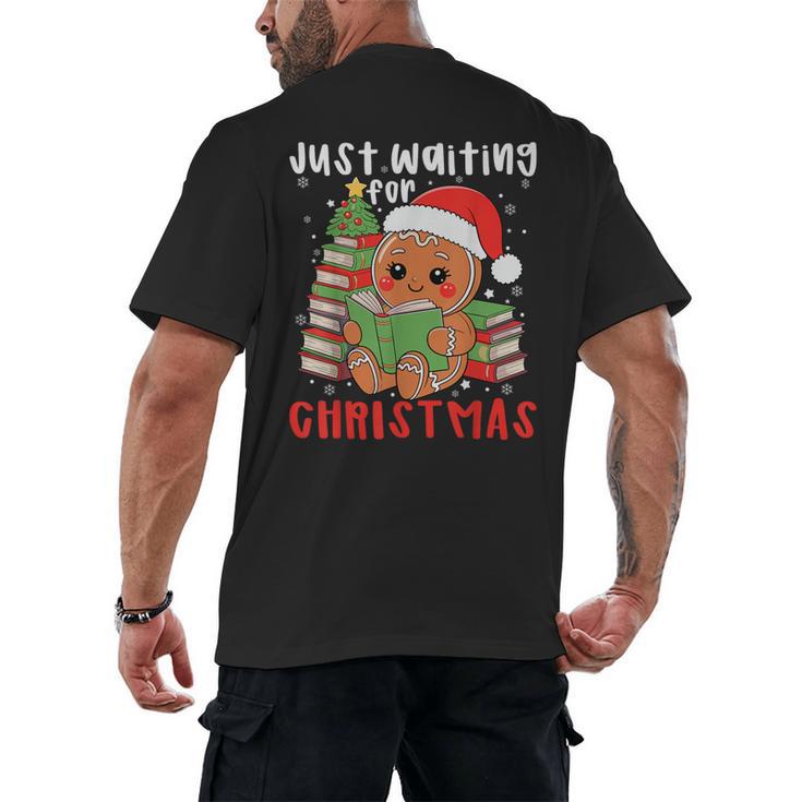 Book Reading Just Waiting For Christmas Gingerbread Men's Back Print T-Shirt