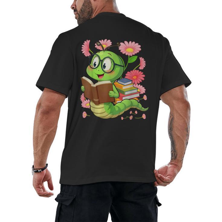 Book Worm Costume World Book Day Cute Kawaii Worm Reading Men's Back Print T-Shirt