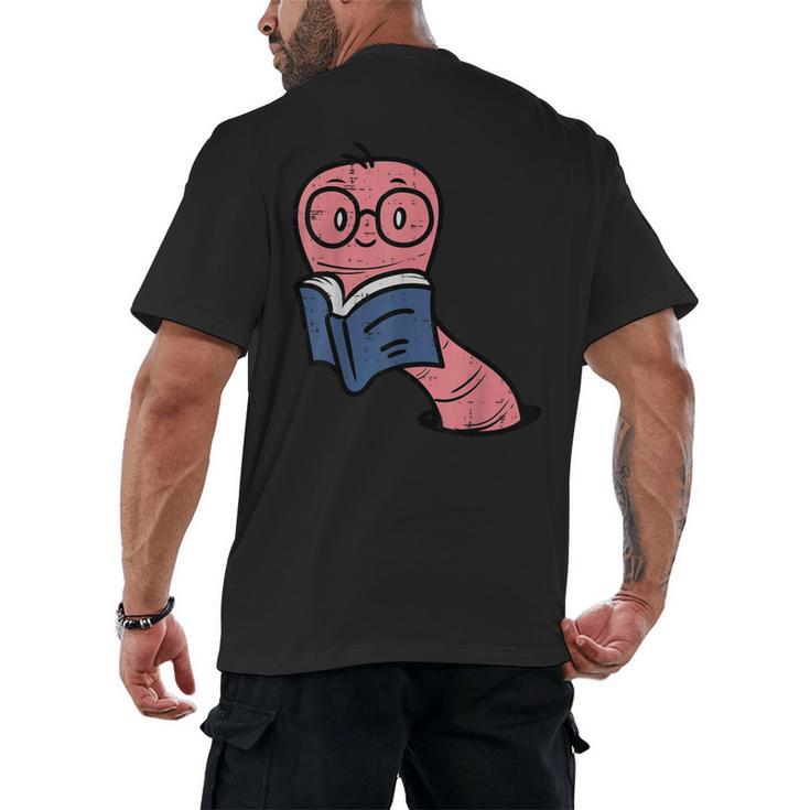 Book Worm Pun Read Reading Librarian America Men Women Kids Men's Back Print T-Shirt