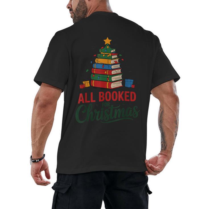 All Booked For Christmas Librarian Reader Xmas Pajama Men's Back Print T-Shirt