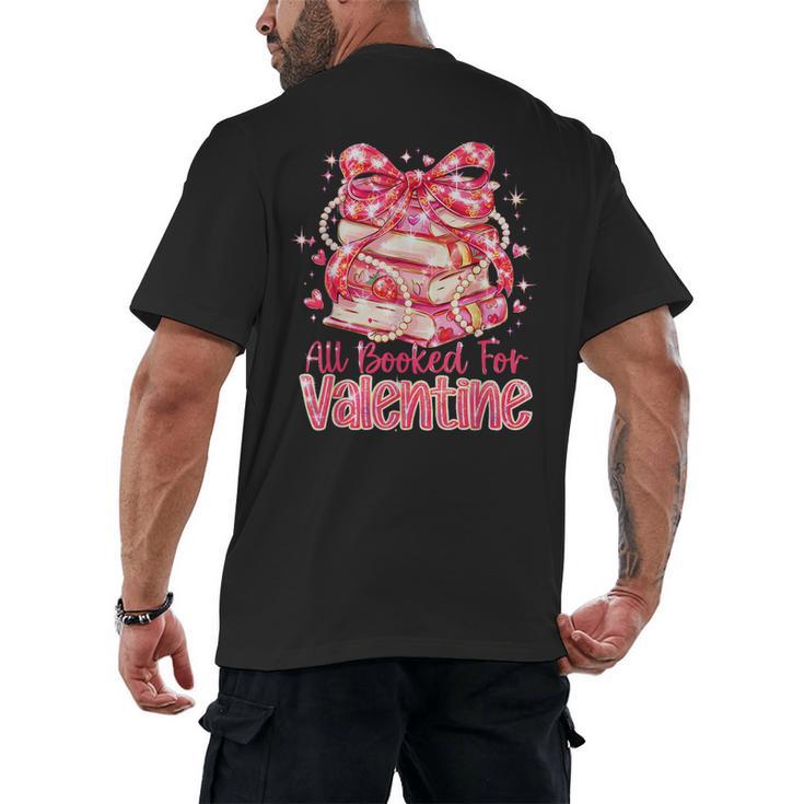 All Booked For Valentine Cute Pink Book Lover Aesthetic Men's Back Print T-Shirt